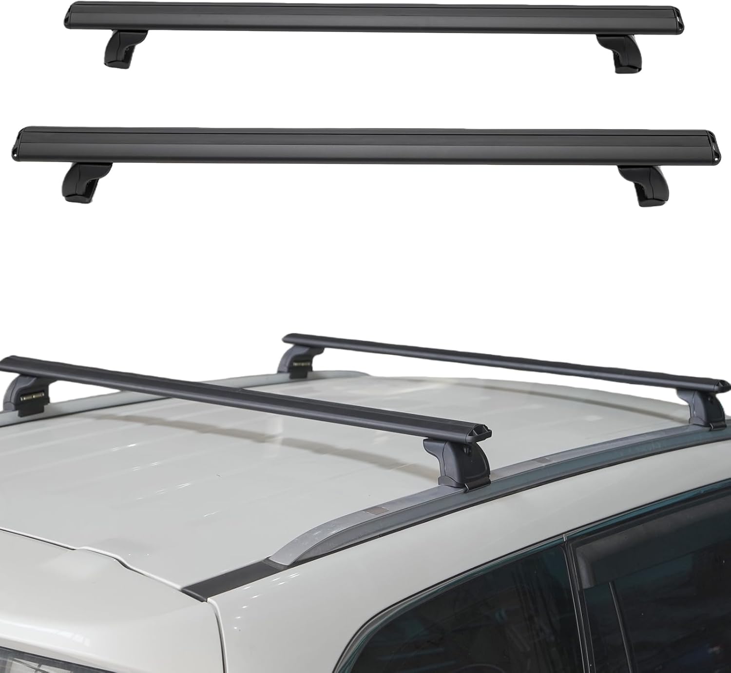 Roof Rack Cross Bars Universal (2Pcs) | Heavy Duty Roof Crossbars Roof Luggage Carrier Suitable for Carrying Luggage/Kayaks/Bicycles/Canoes Black