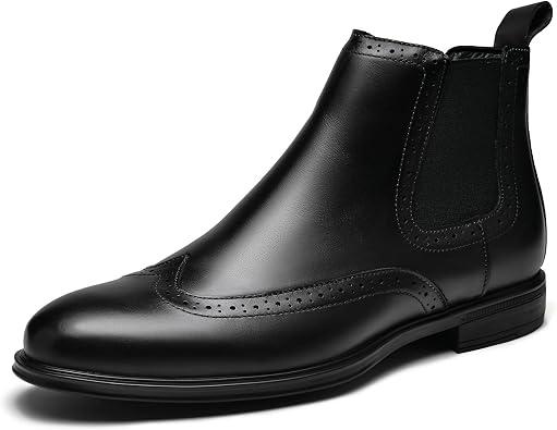 Mens Chelsea Boots,Dress Boots For Men,Slip-on Formal Dress Boots for Men Casual Ankle Boots Classic Brogue Style