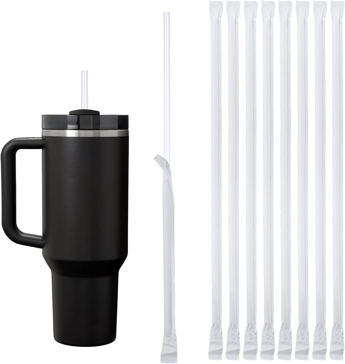 100PCS Disposable Straws for 40 OZ Tumbler, Extra Long Straws Disposable for Stanley Cup 30 Oz 40 Oz Tumbler, Straws Individually Wrapped