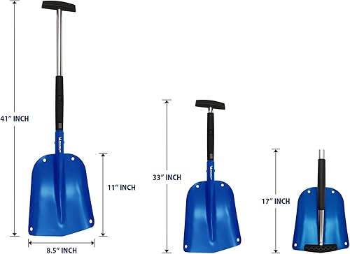 Miniatura 7 de MICHELIN Paquete de 2 palas plegables telescópicas ultra compactas de 40 pulgadas, azul y negro, construcción de aluminio ligero para nieve, hielo,