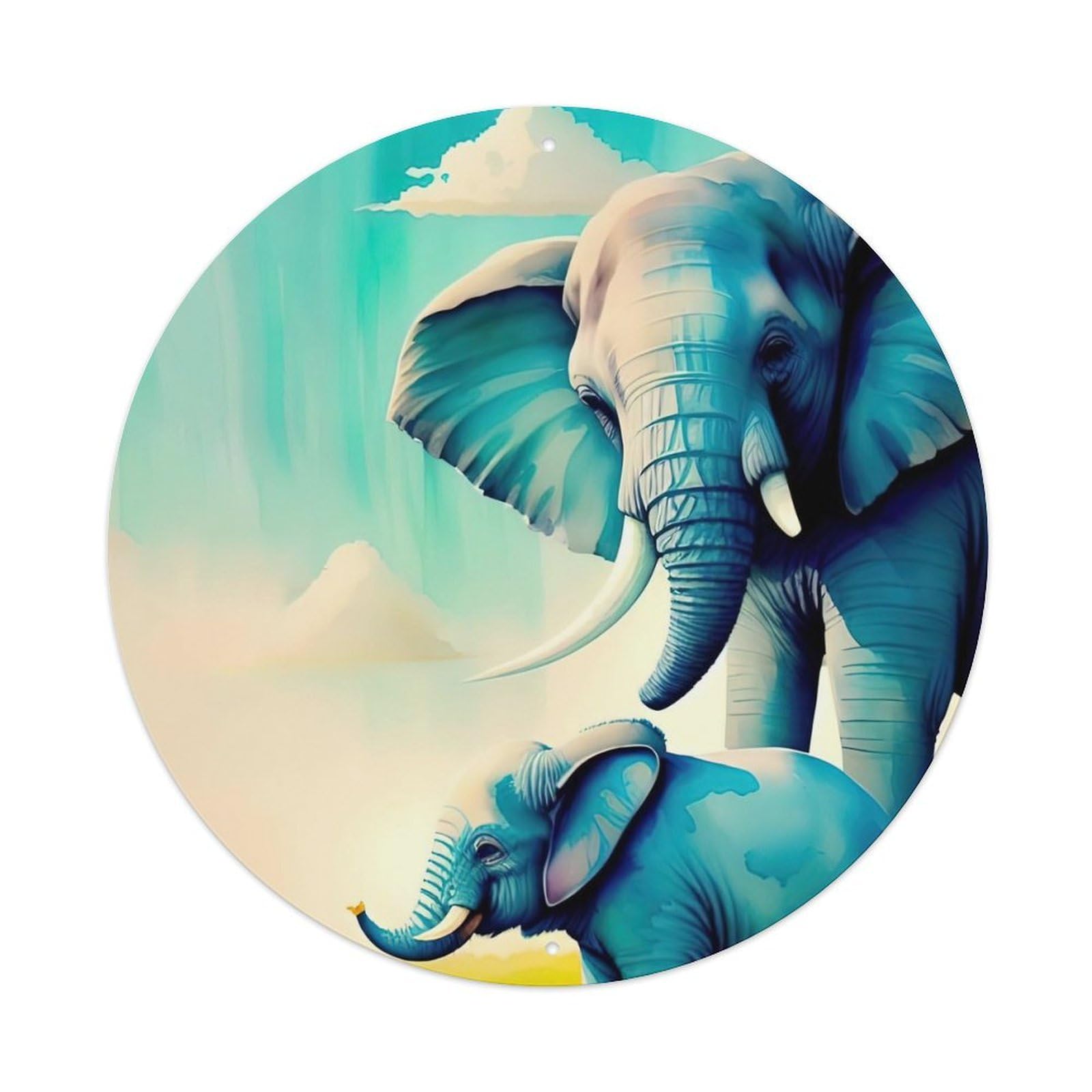 Animal Artwork Elephant And Its Cub 1 Vintage Metal Tin Sign Plaque Wall Decor for Cafe, Club Bar, Office, Garden Metal Poster 8x8Inch