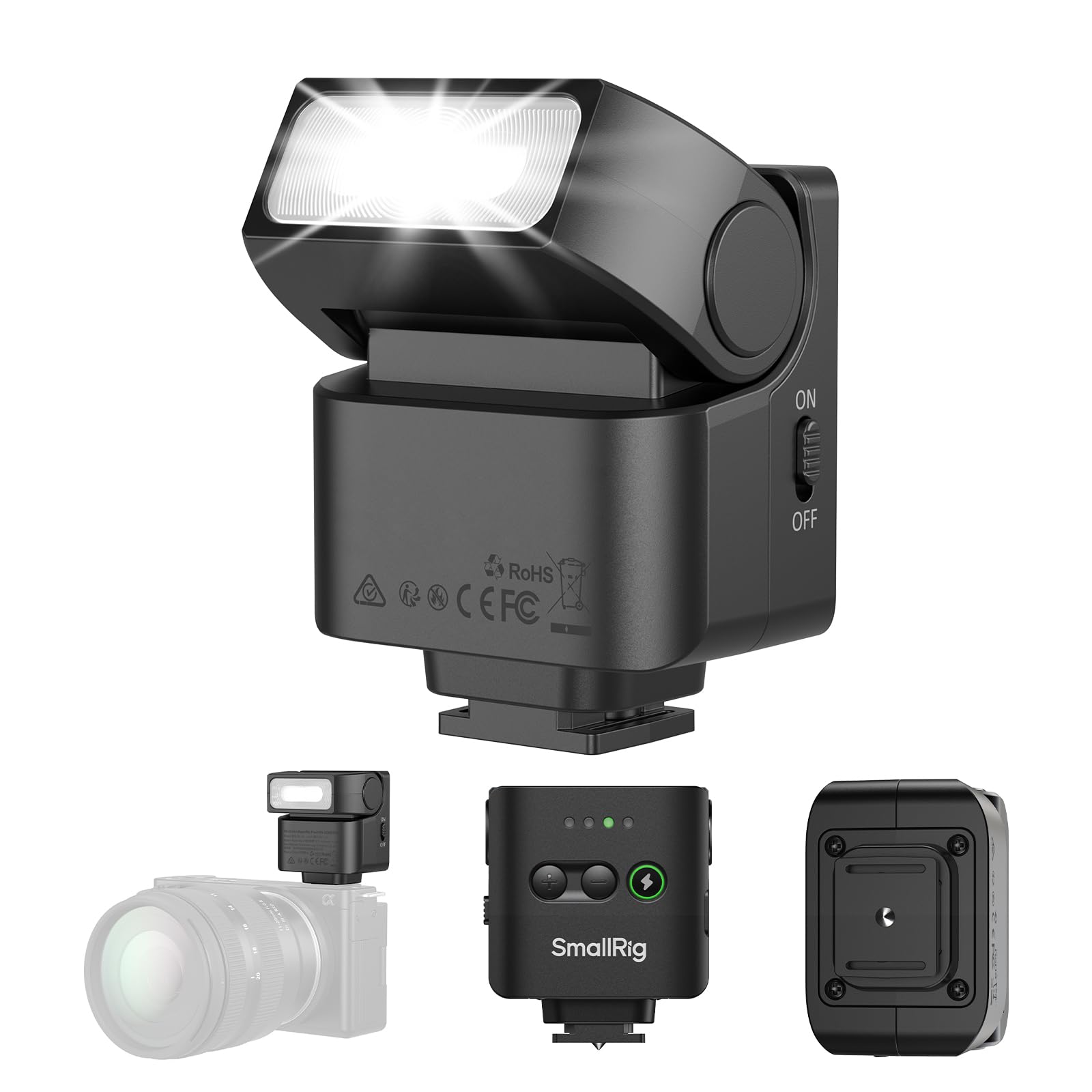 SmallRig RS-22 Mini Camera Flash for Sony for Nikon for Canon for Fuji DSLR, GN8 Manual Speedlite, 85° Adjustable, 4 Levels 1/1-1/8, 700 Full Power Flashes, 0.1-4s Recycle/6500K/400mAh Battery -5883-image-38