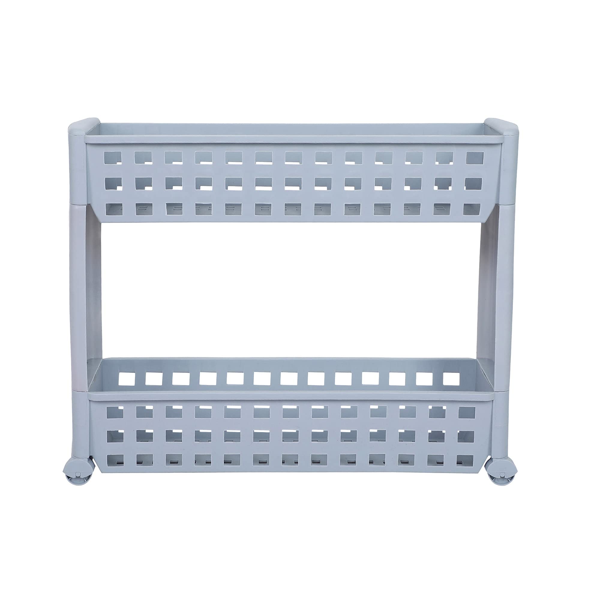 Cutting EDGE Slim Classic Smart Storage Shelf Rack Organizer Multipurpose and Easy-to-Move Slide Out Trolley with Wheels for Kitchen, Office Use, Vegetable, Home Basket (Grey,Set of 2)-picture-11