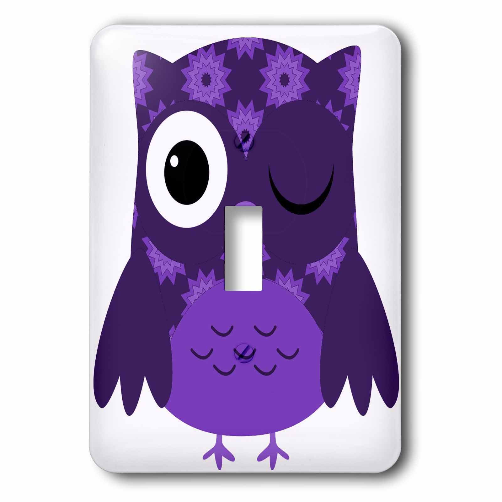Cache pour interrupteur hibou violet en materiau durable facile a poser