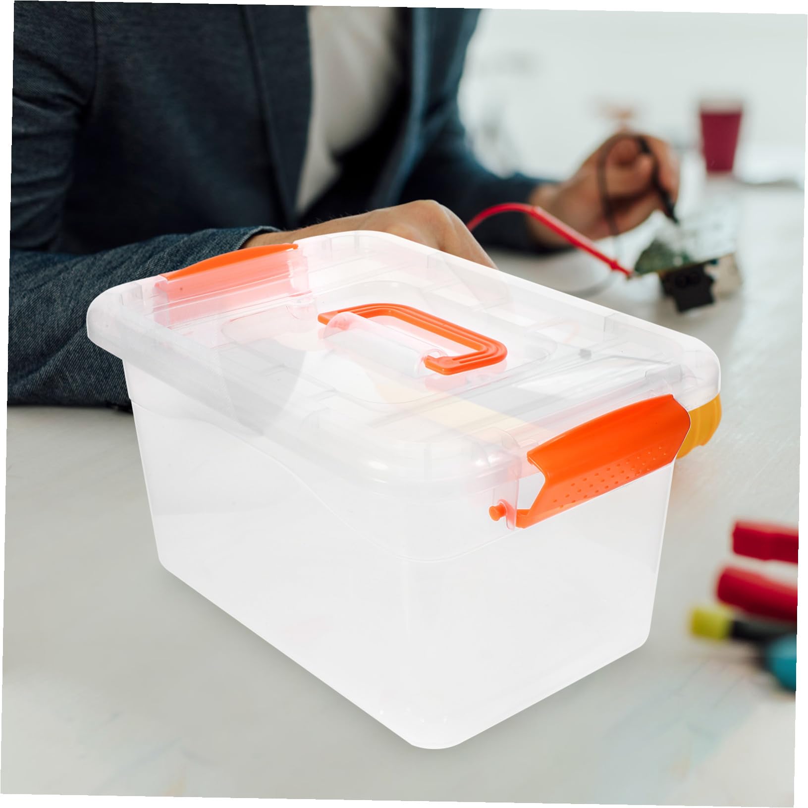 Mikikit Cajas de Almacenamiento Transparentes Grandes 3 Litros Tapa y Asa, Plástico Resistente, Portátiles y Apilables para Hogar y Cocina, Set de 6 Unidades para Organización Diaria