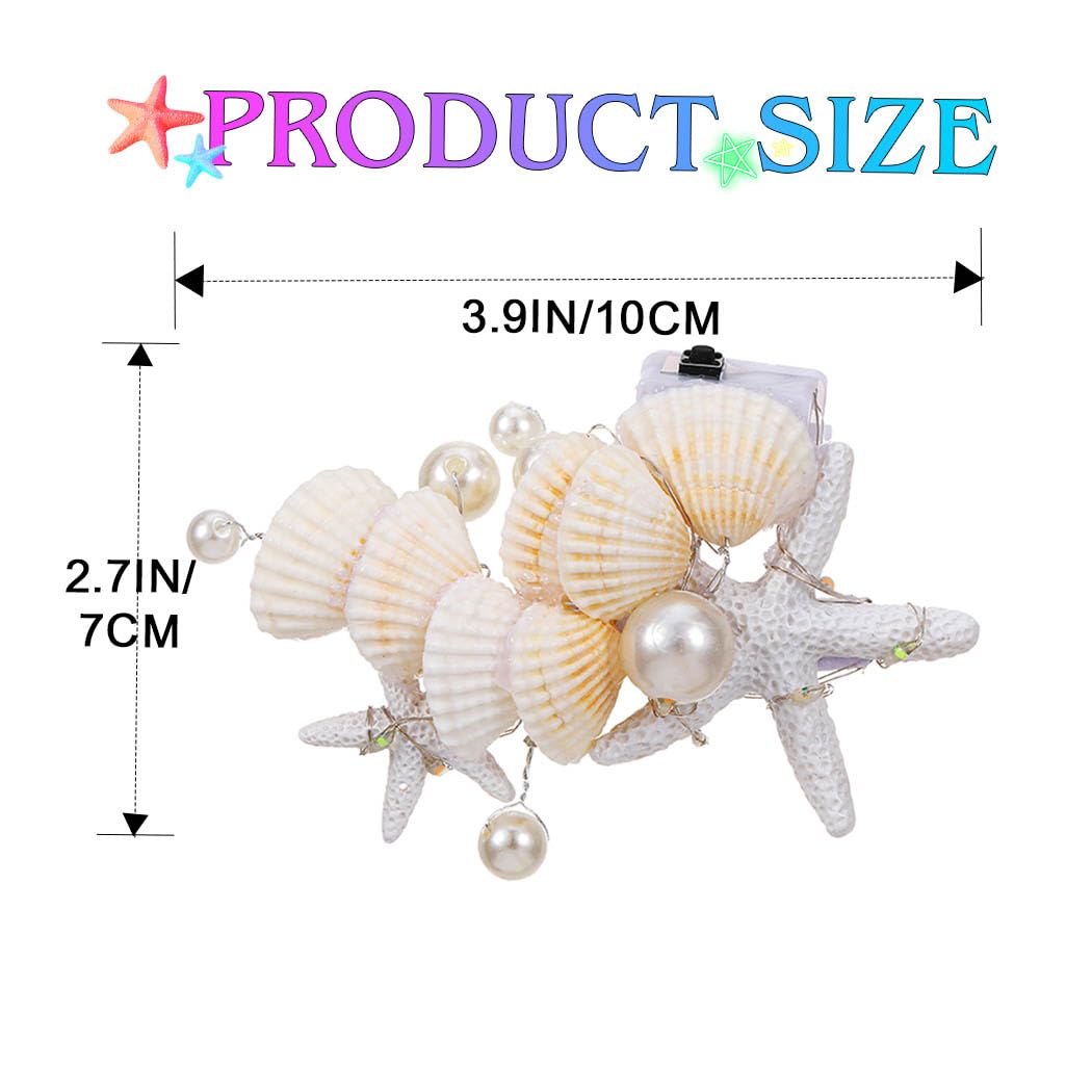 JAKAWIN Light Up Seashell Mermaid Hair Clips LED Starfish Costume Hair Barrette Ocean Glowing Hair Accessories for Women - Image 4