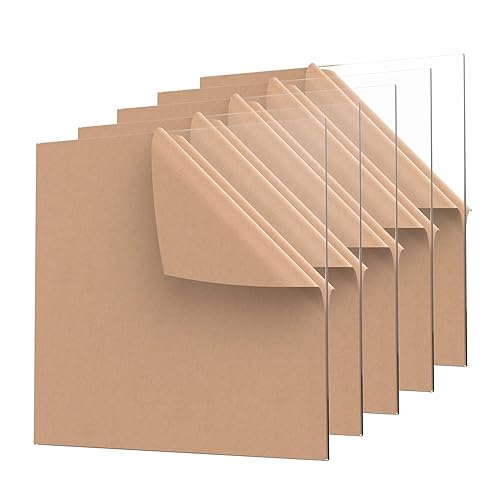 INTELLIMADE, Hoja de acrílico de plexiglás de 12 x 12 pulgadas, panel cuadrado de 14 pulgadas (0.236in) de grosor, tablero de vidrio de plexiglás