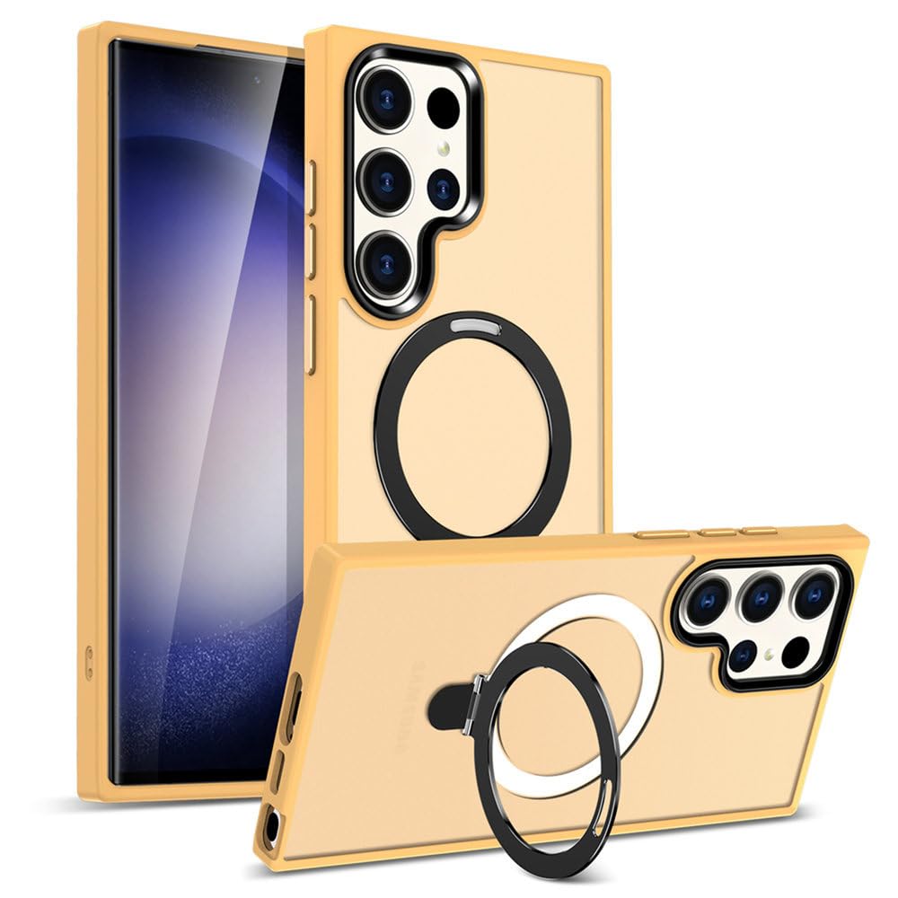 Coque protection orange Galaxy S24+ mate givrée à support pliable - 7