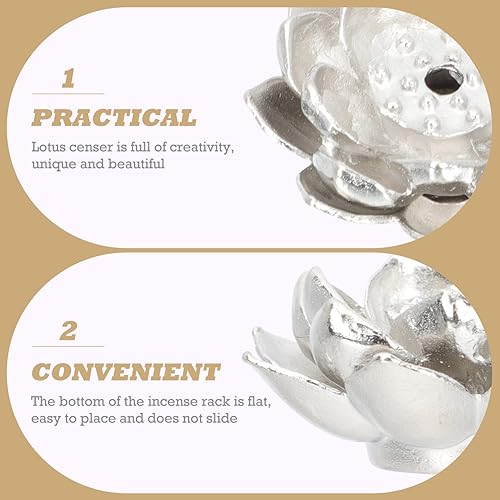 Miniatura 8 de TOPBATHY 4 piezas de quemador de incienso de plata mini Lotus Inciense Stick Holder Metal Cono Inciense Holder Coil Inciense Holder Coil Inciense