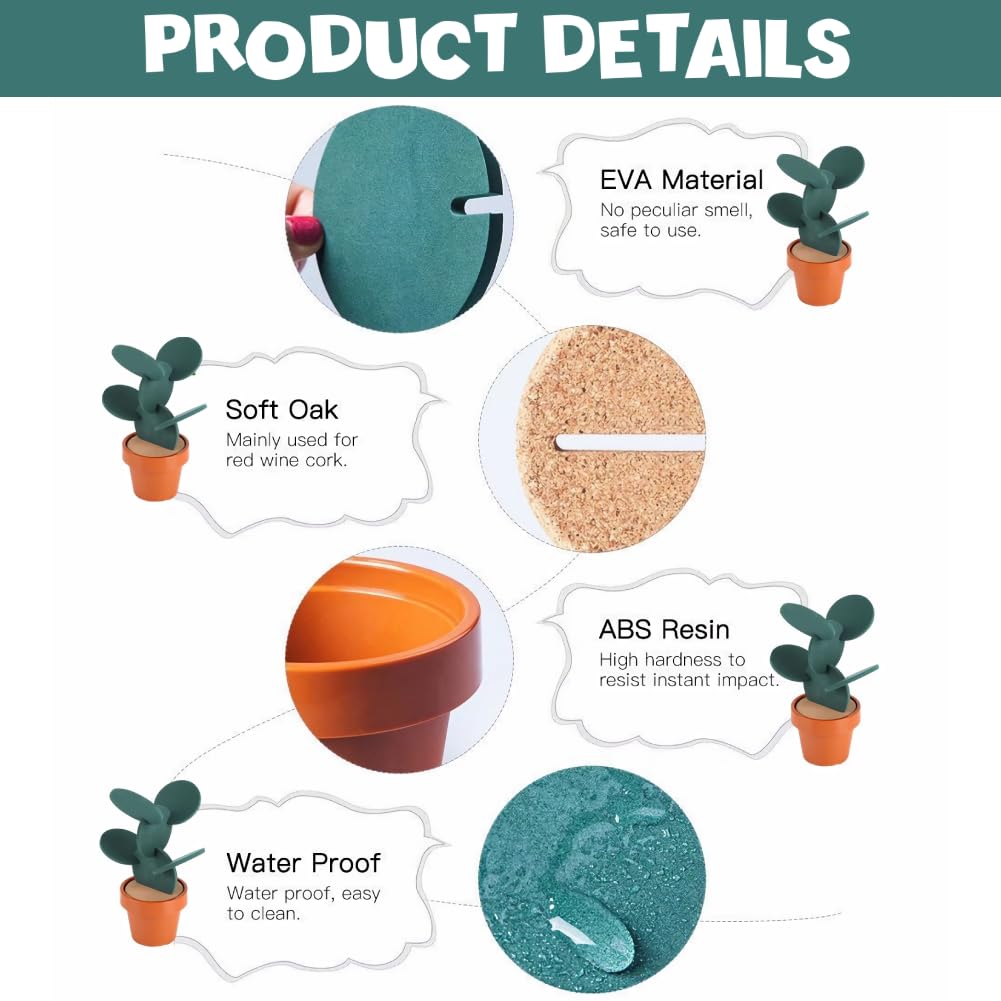 Set di 6 Sottobicchieri Creativi a Forma di Cactus, Tappetini Antiscivolo Resistenti al Calore, Sottobicchiere Isolati Multifunzionali, Decorazione Casa e Ufficio, Regali di Inaugurazione