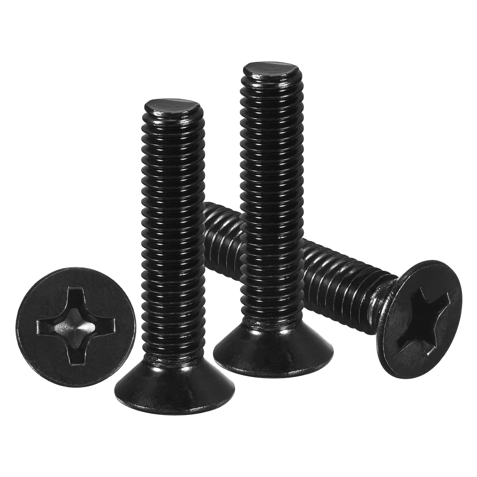 METALLIXITY Phillips Flat Head Machine Screws Bolts (M5-0.8x20) 25Pcs, Stainless Steel 304 Countersunk Cross Screws - for Household Indoor Maintenance Installment DIY, Black
