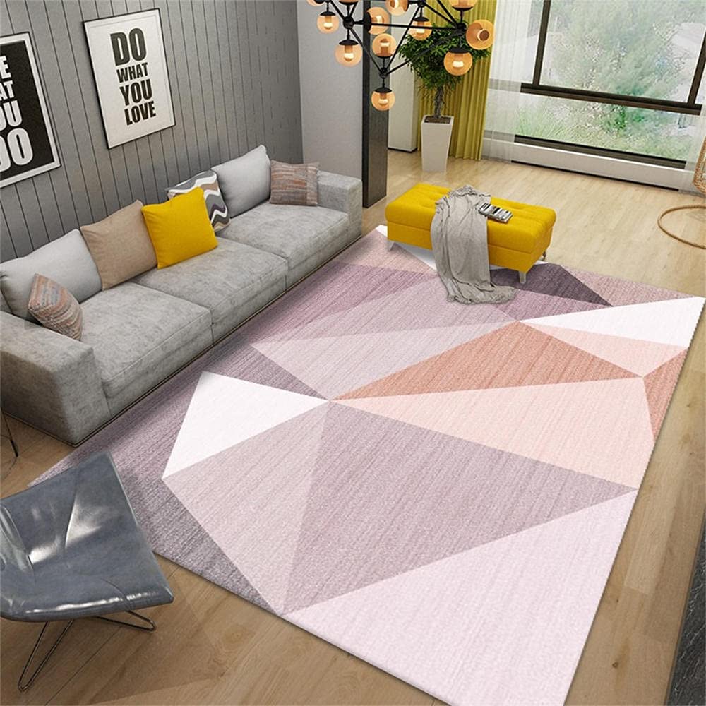 Tapis de chambre ado rose géométrique 160x200 de décoration moderne