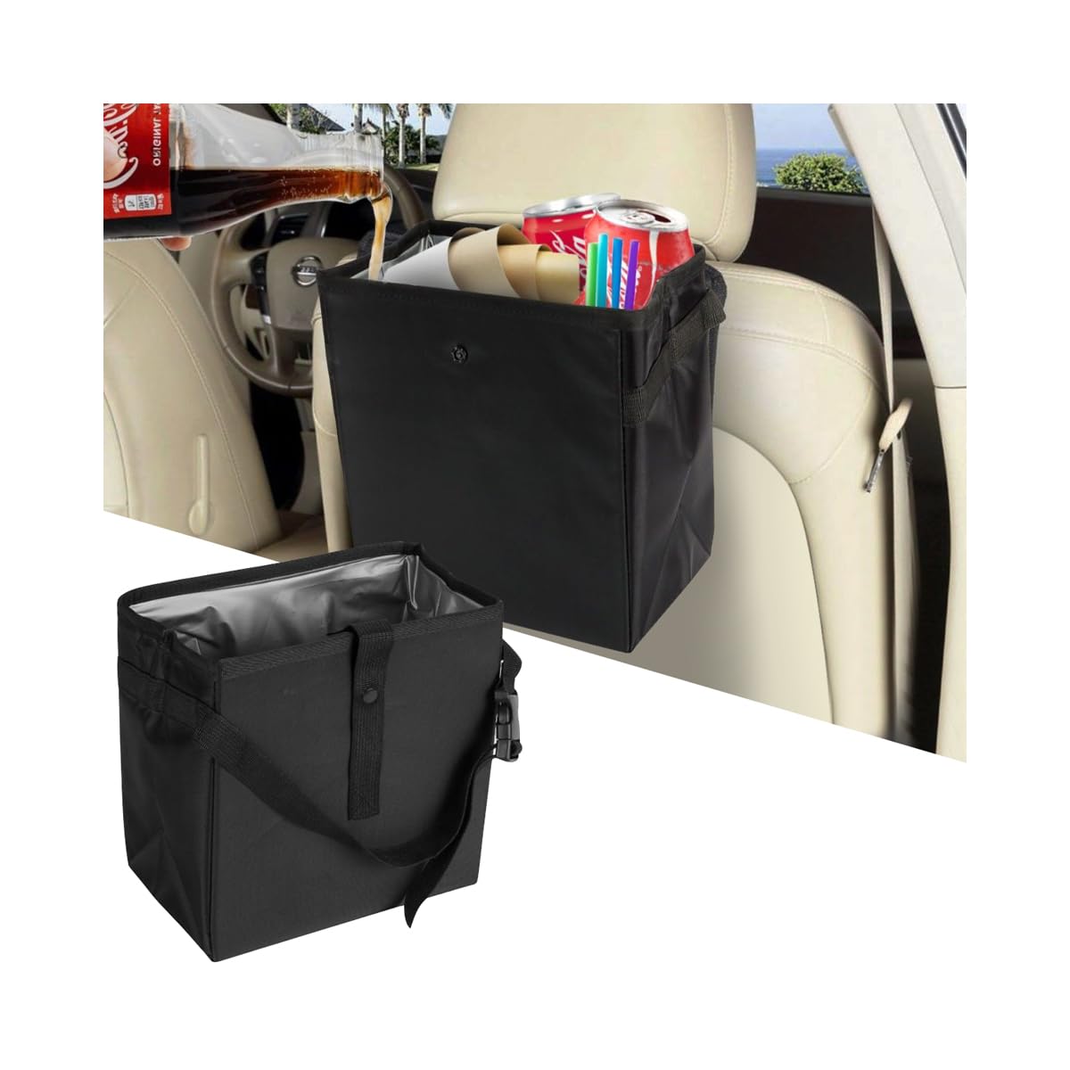 Cubo de basura para coche Mandark, impermeable, a prueba de fugas, bolsa de almacenamiento colgante para vehículo con gran capacidad, plegable, contenedor de basura interior automotriz, accesorios universales para SUV, sedán y camión.