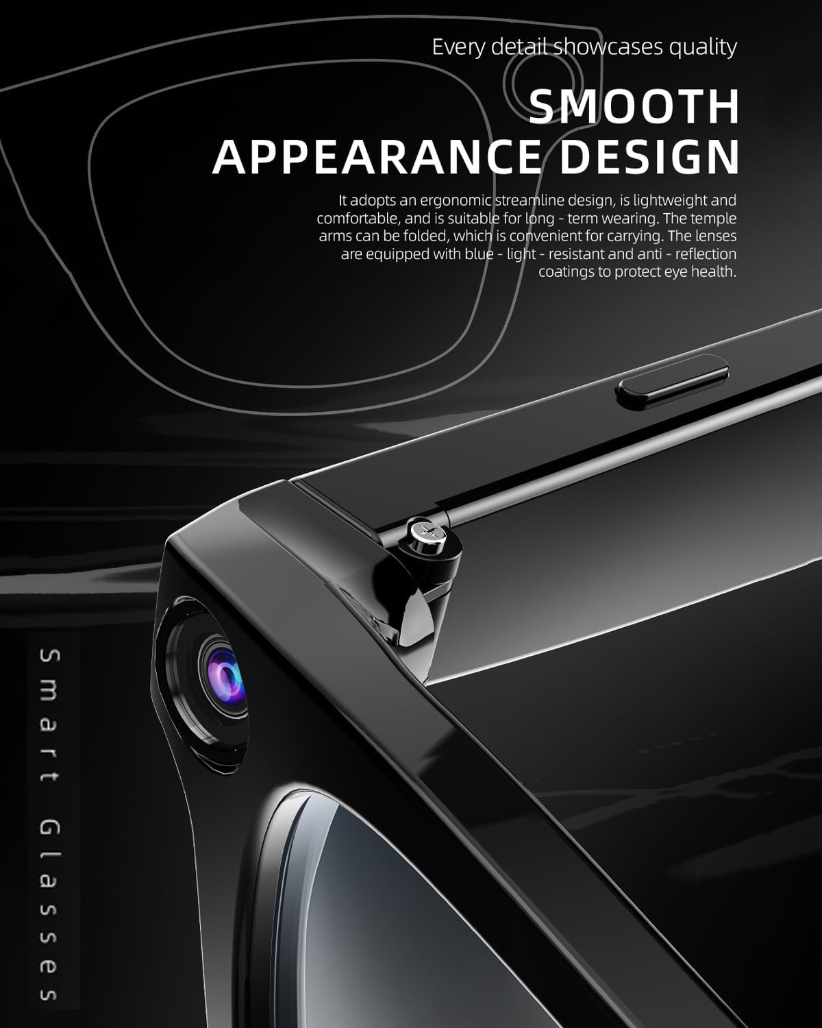 Yihou AI Smart Glasses with Hidden Camera Bluetooth Audio Video Recording Glasses Eyeglasses for Men Women with Speakers