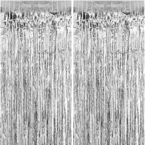 Alu Lametta 18 Jonami 2 Lametta Vorhänge Silber, Folie Fransen Vorhang Schimmer,...