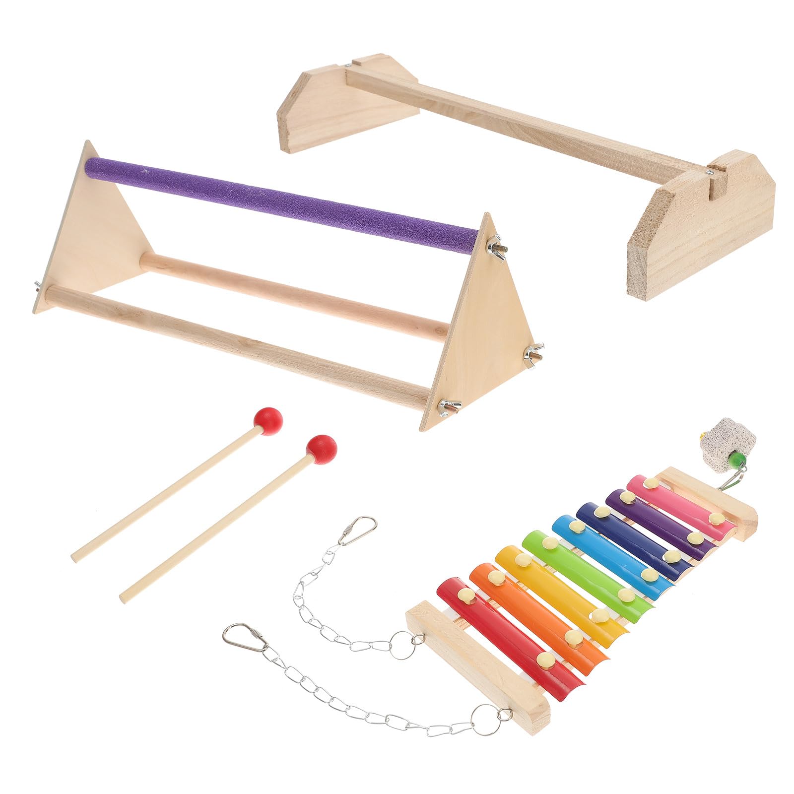 Cabilock Barra de Madera para Descansar y Jugar para Aves y Gallinas, Soporte Natural de Madera Xilófono, Accesorio para Jaulas y Suministros para Mascotas en Casa