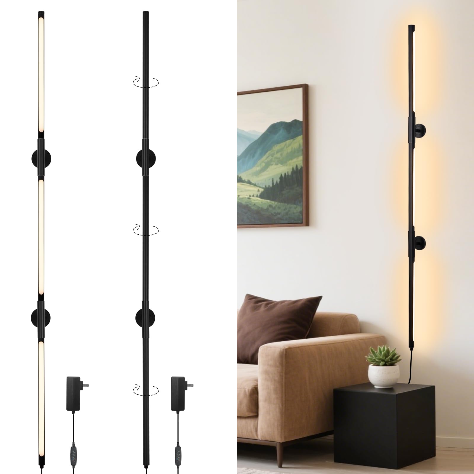 Photo 1 of ylinksee 53.2" Wall Sconce, 360° Rotatable, 3 Color Temps, Dimmable