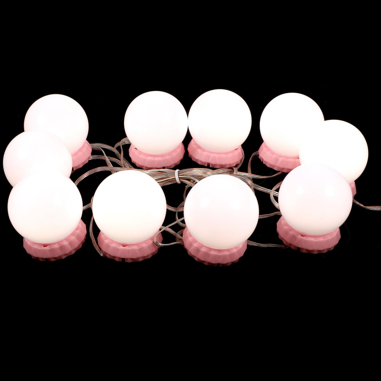 LED Makeup Vanity Lights USB Rechargeable 3-Color Temperature Suction Cup Mirror Lights for Bathroom Vanity, Pink Base, Adjustable Brightness for Makeup and Skincare