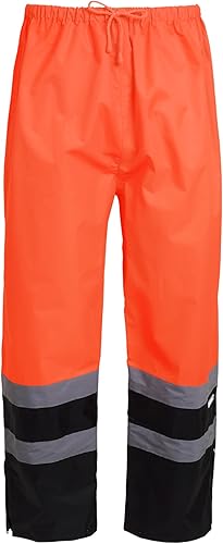 Miniatura 2 de JORESTECH Pantalones de lluvia ligeros impermeables ANSIISEA 107-2015 Clase 3 Nivel 2 Negro y Naranja (XL)