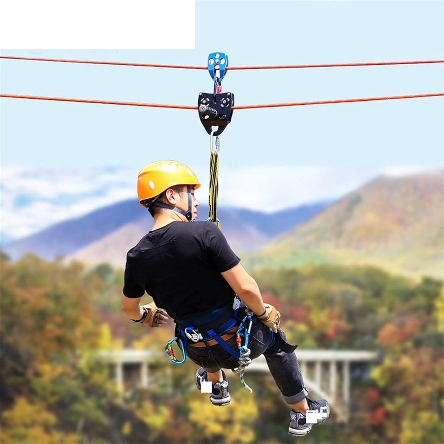 INLIMA Pulley Climbing Pulley Cable Trolley Dual Pulley for Rope Outdoor Rock Climbing Zip Line Pulley Accessories Ball Bearing