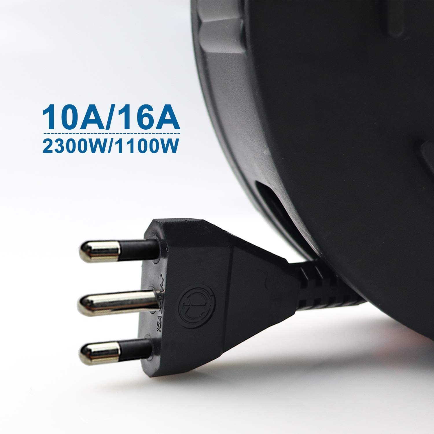 Rallonge électrique Avec Enrouleur 5 Mètres - 4 Prises Schuko, Câble Deluxe GLOBEX
