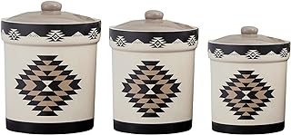 Paseo Road by HiEnd Accents Chalet Aztec 3 Piece Ceramic Dinnerware Canister Set, Southwestern Rustic Cabin Lodge Style