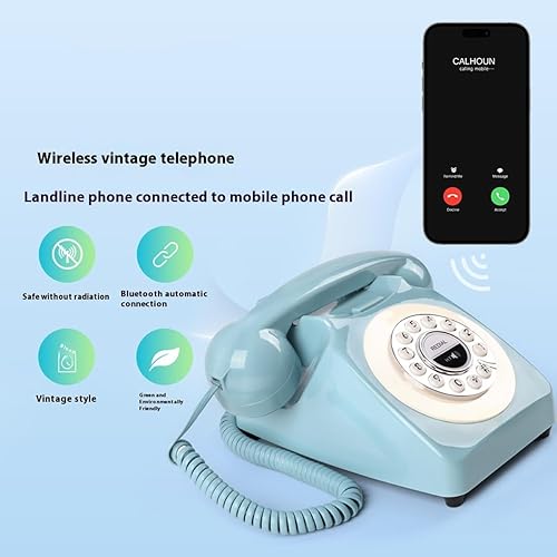 Miniatura 2 de Teléfono fijo Bluetooth, teléfonos domésticos retro para línea fija, teléfono inalámbrico clásico vintage, conexión Bluetooth, altavoz para casa