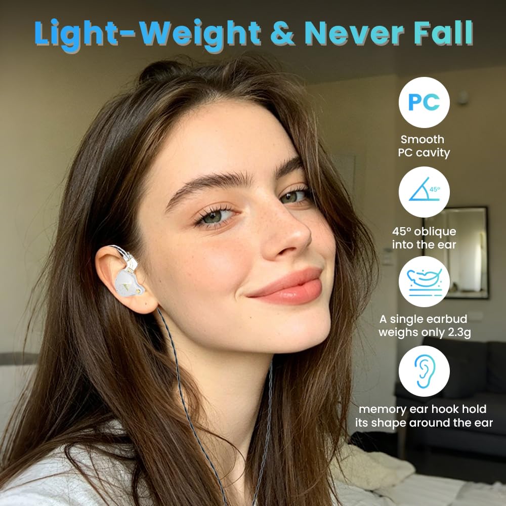 Écouteurs de jeu filaires AK6 Pro, écouteurs filaires avec basses profondes, écouteurs intra-auriculaires HiFi avec nouveau pilote dynamique 1DD 10 mm, câble amovible IEM pour musique, jeux, appels