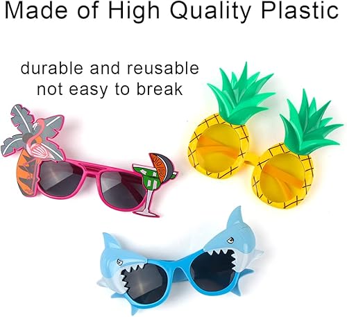 Miniatura 3 de Gafas de sol para fiesta, 6 pares de divertidos accesorios de disfraces tropicales para fiestas de verano, anteojos novedosos para niños y adultos