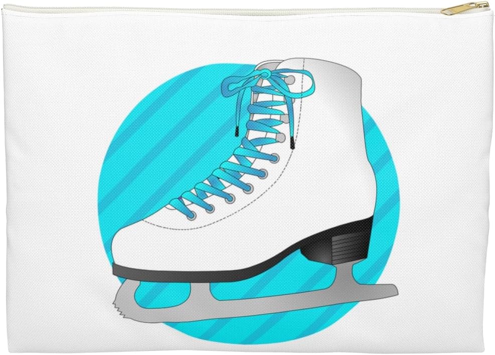 3dRose Figure Skating Gifts - Blue Ice Skate on Stripes Accessory Pouch Small