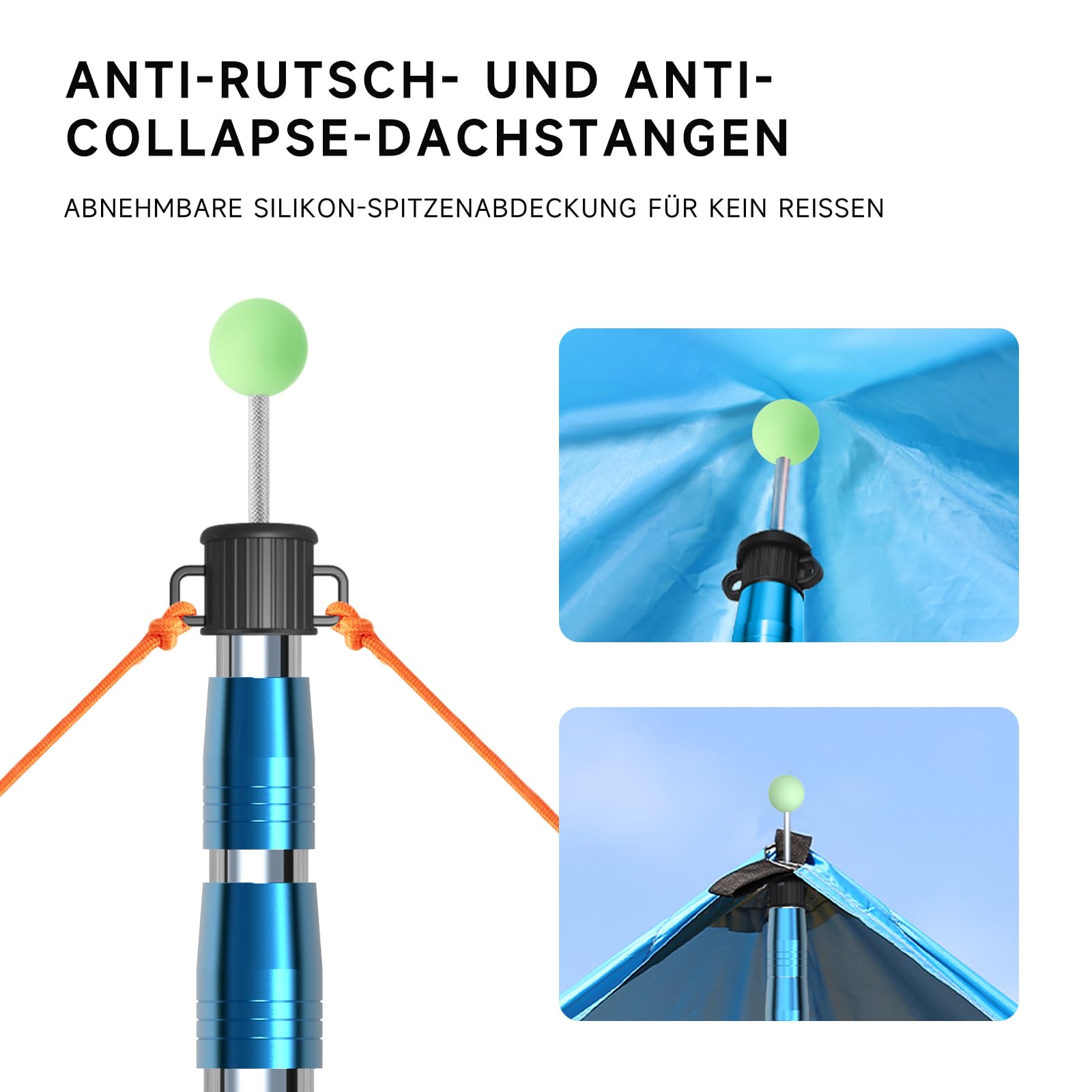 KOMCLUB Teleskop Edelstahl Zeltstangen verstellbar