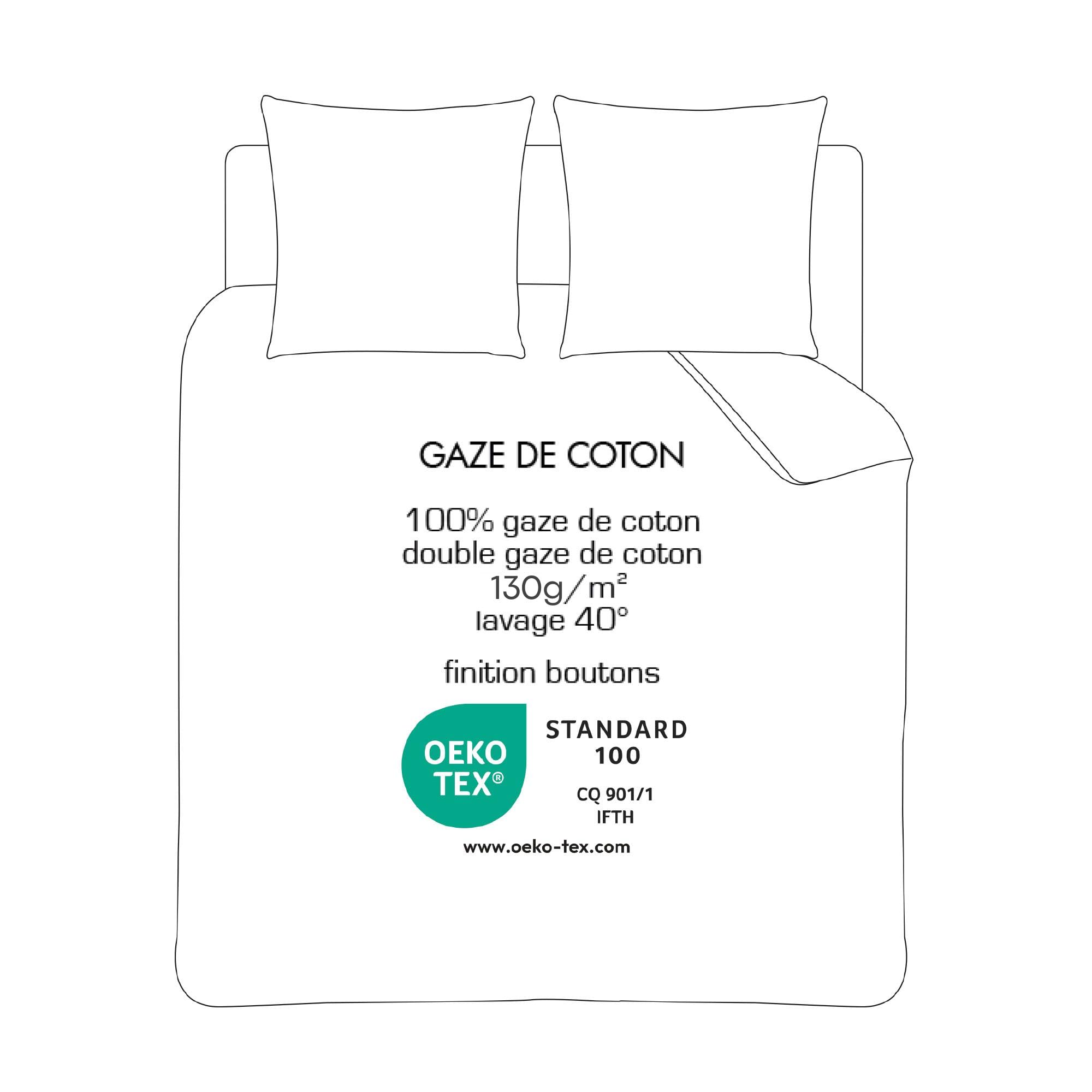 MATT & ROSE Parure de lit Unie Double Gaze de Coton | 100% Coton de qualité supérieure | Oeko-TEX | Housse de Couette 260x240cm + 2 Taies d'oreiller 50x70cm | Naturel
