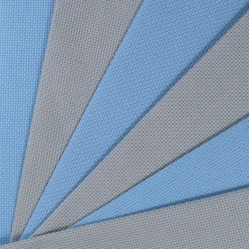 Image of KCS 4 /6 pc of 12 inch x 18 inch 30cmx45cm 16CT Counted Cotton Aida Cloth Cross Stitch Fabric (Sea Foam+Light Blue, 6 pc)