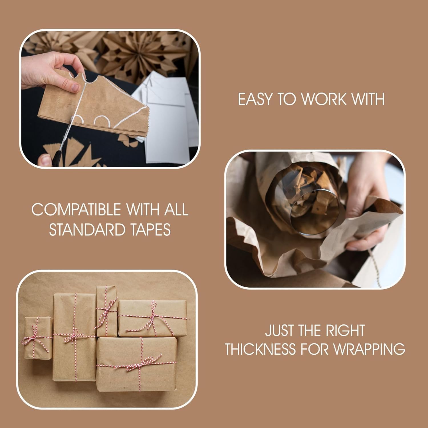 RelianceUK Rotolo di carta kraft marrone, 90 g/m² (750 mm x 50 m) | Carta da regalo riciclabile resistente per imballaggi, confezioni regalo, spedizioni, imballaggio, arte, artigianato e riempimento