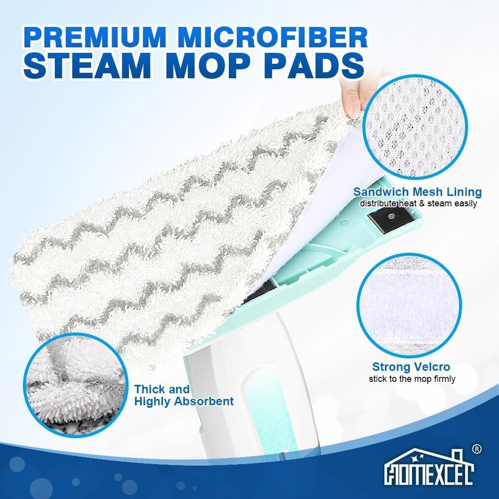 HOMEXCEL Steam Mop Replacement Pads 4 Pack, Reusable Microfiber Pads image 2