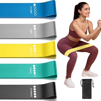 Resistance Loop Exercise Bands for Working Out, Fitness Elastic Bands, Workout Bands for Home Gym, Stretching, Yoga, Pilates, Physical Therapy 5pcs Set