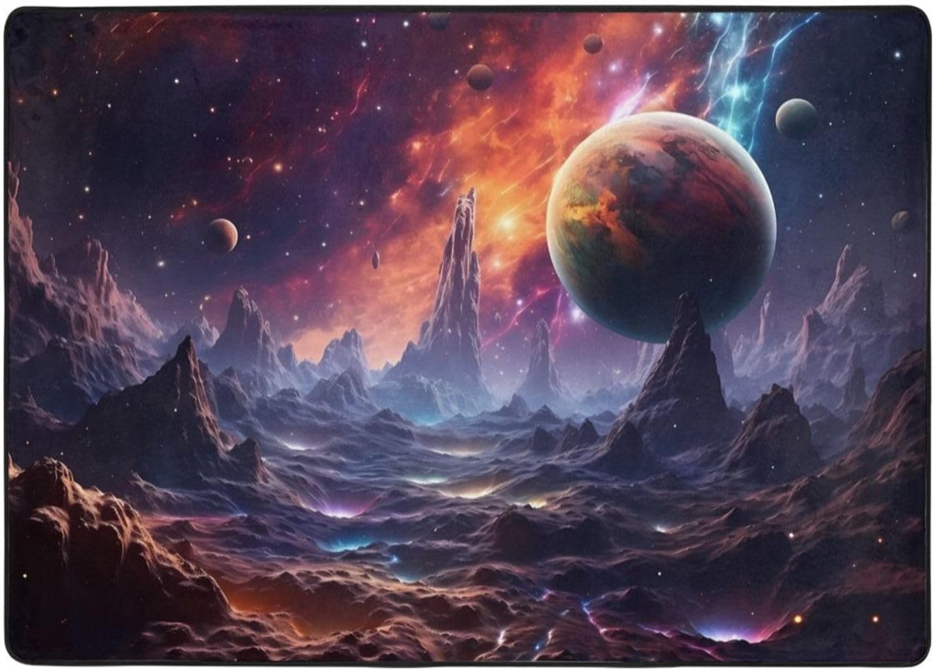 Fantasy World Printed Floor mat 80x58 inches, Non-Slip Decorative Carpet for Bedroom and Living Room