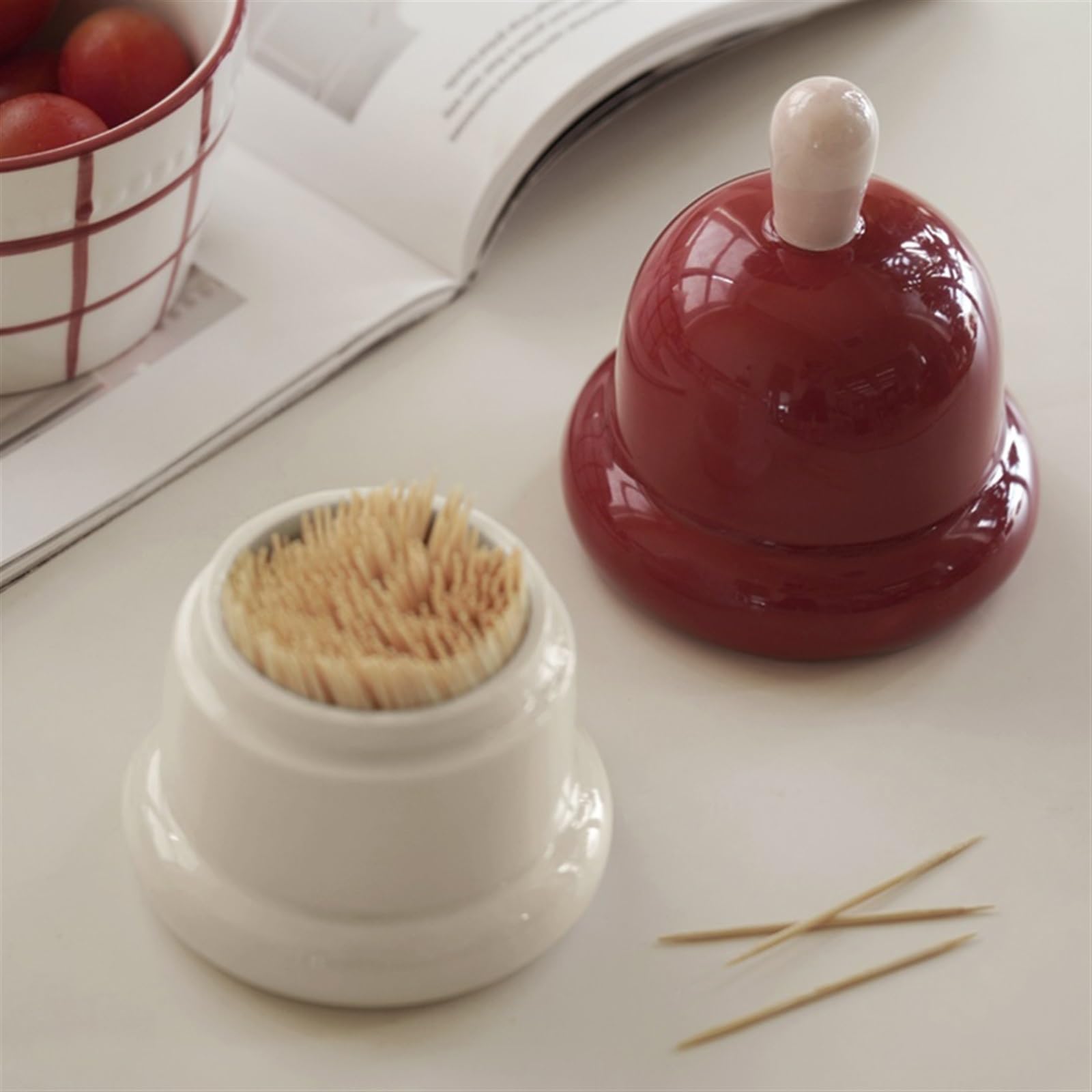 Uchwyty na wykałaczki Ceramiczny słoik na wykałaczki Pudełko do przechowywania wacików dentystycznych Pudełko do przechowywania nici dentystycznej Uroczy dom Salon Pulpit Słoik na wykałaczki