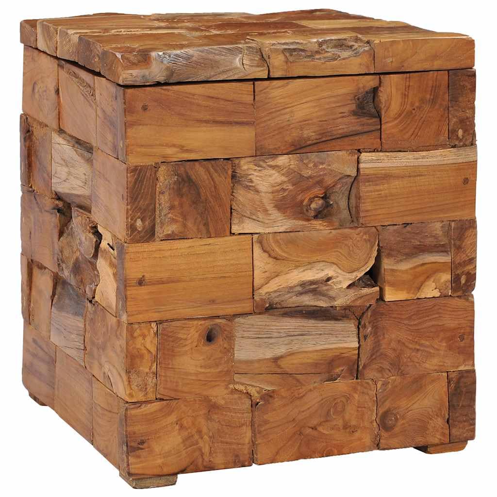 Klappbarer Teakholz Hocker mit Stauraum 40x40x45 cm stapelbar leicht tragbar für Küche Garten Balkon Camping Terrasse und Party