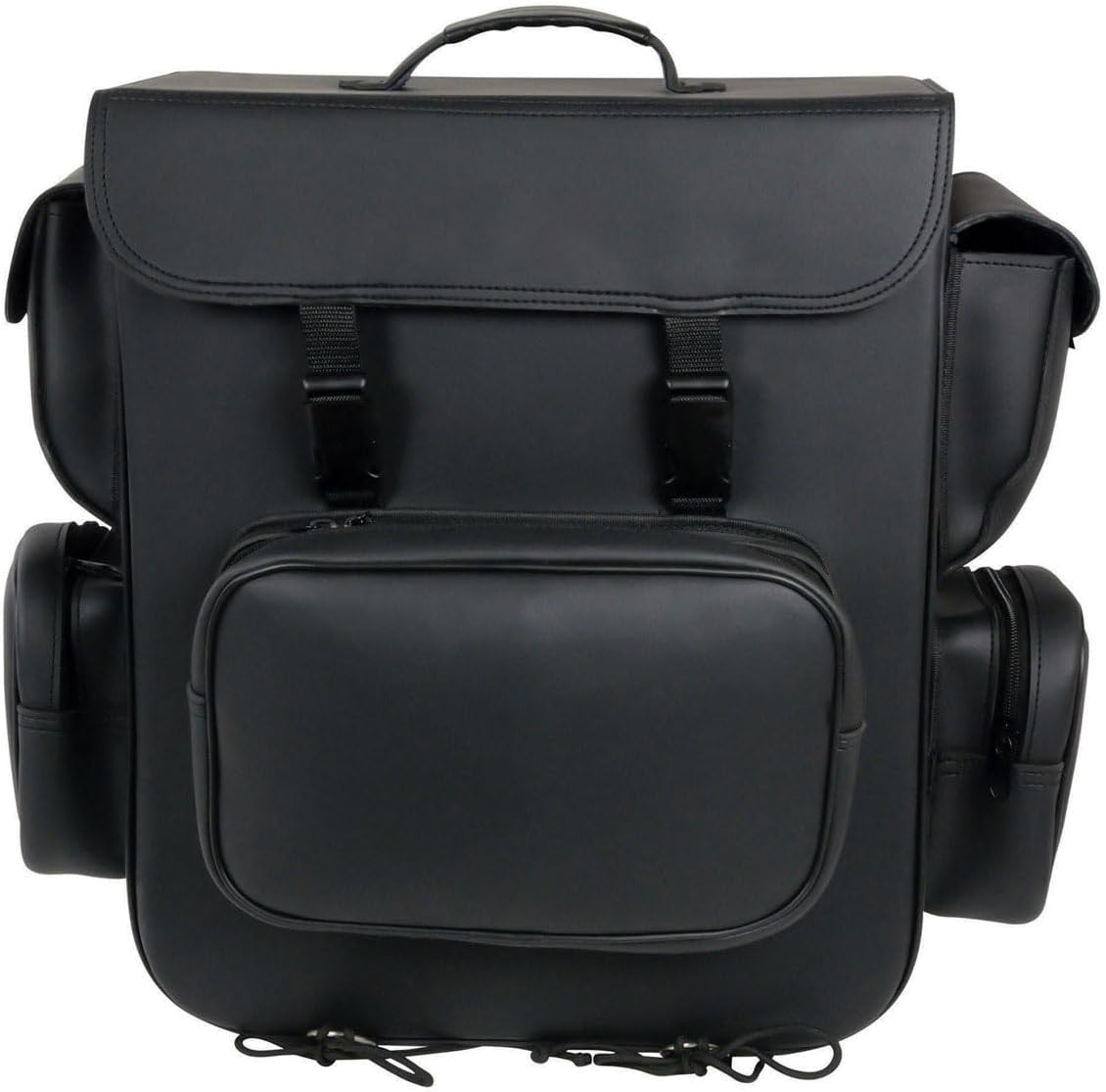 Milwaukee Leather SH584-BLK-PCS Black PVC Two Strap Sissy Bar Bag (16X19X7), One Size