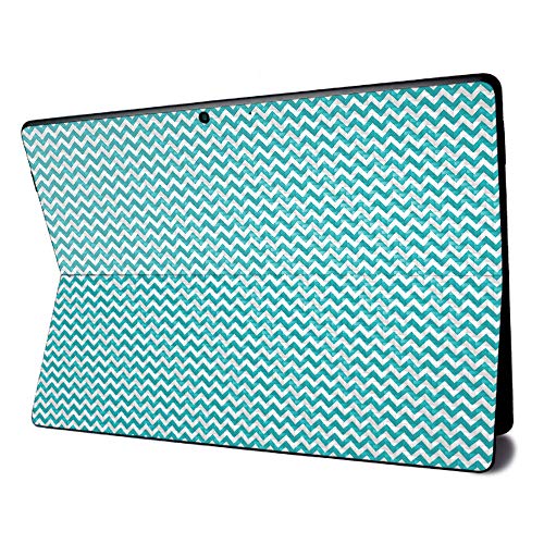 Image of MightySkins Carbon Fiber Skin for Microsoft Surface Pro X - Turquoise Chevron | Textured Carbon Fiber Finish | Easy to Apply, Remove, and Change Styles | Made in The USA
