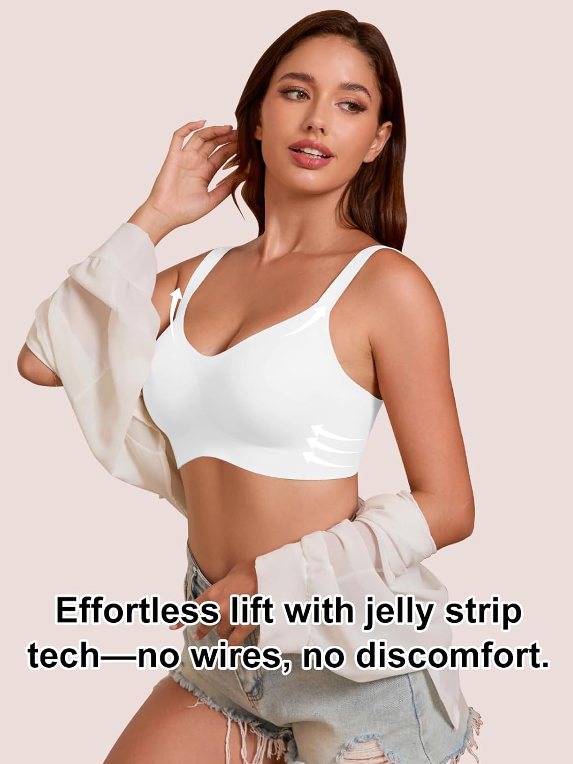 COCOMARTS Jelly Bras for Women No Underwire Full Coverage Push Up Bra Wireless Seamless Bra Comfortable Tshirt Bralettes - Image 6