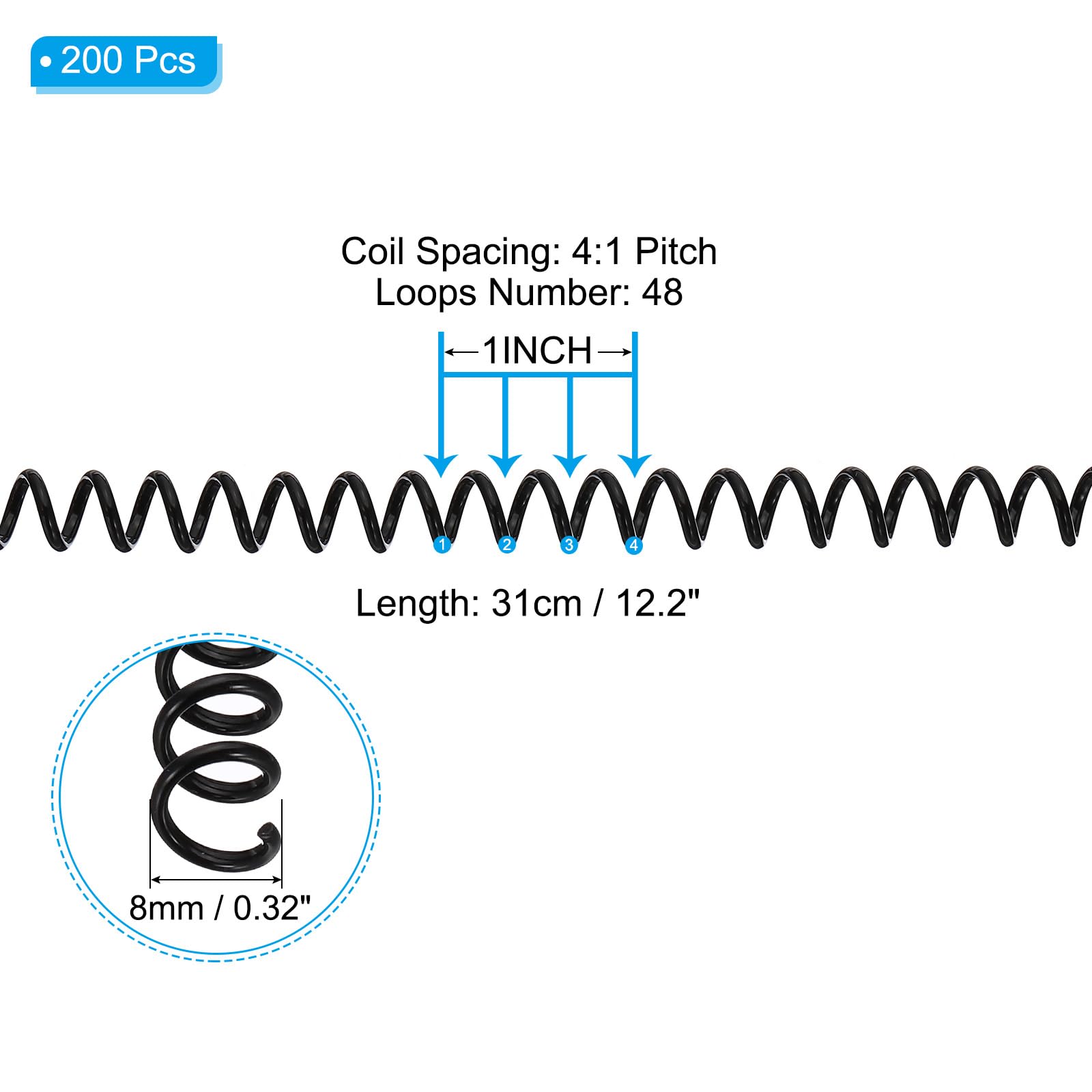 PATIKIL 8mm(5/16") Plastic Spiral Binding Coils - Image 2