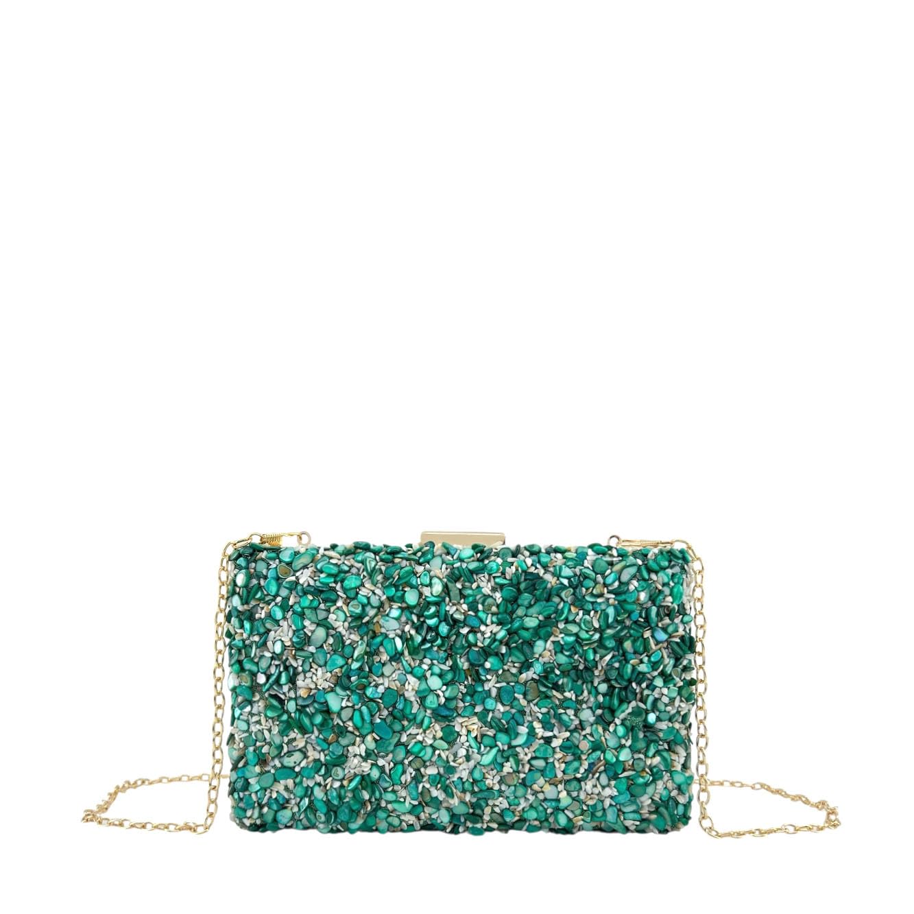 MODELISA - Bolso Clutch Piedra Cartera De Mano Fiesta Cadena Hombro Evento Noche Comunion Boda Novia Mujer