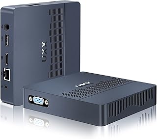 Mini PC Support 512GB/2TB M.2 SSD Expansion, Intel Celeron N3350 6GB RAM/64GB eMMC Micro PC, Business Mini Computer 4K HDMI+VGA Dual Display, BT, 2.4/5G WiFi, USB 3.0, LAN-Blue