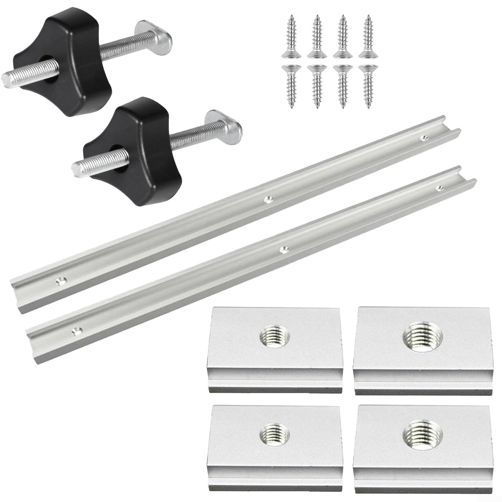 SPORTARC Goulotte de guidage pour le travail du bois 500 mm avec vis autotaraudeuses, rails en T en alliage d'aluminium avec glissière et poignée pour outil de travail du bois