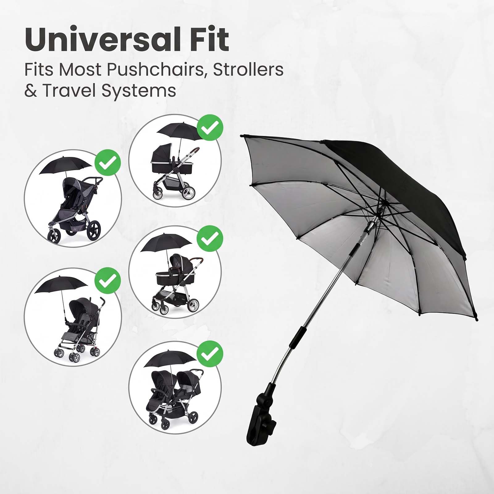 Ombrellone parasole per bambini, UPF50+, per carrozzina, passeggino