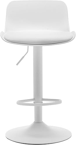 Miniatura 3 de NOBPEINT Taburetes de bar giratorios ajustables tapizados y contemporáneos (color blanco, juego de 4) Blanco,Negro