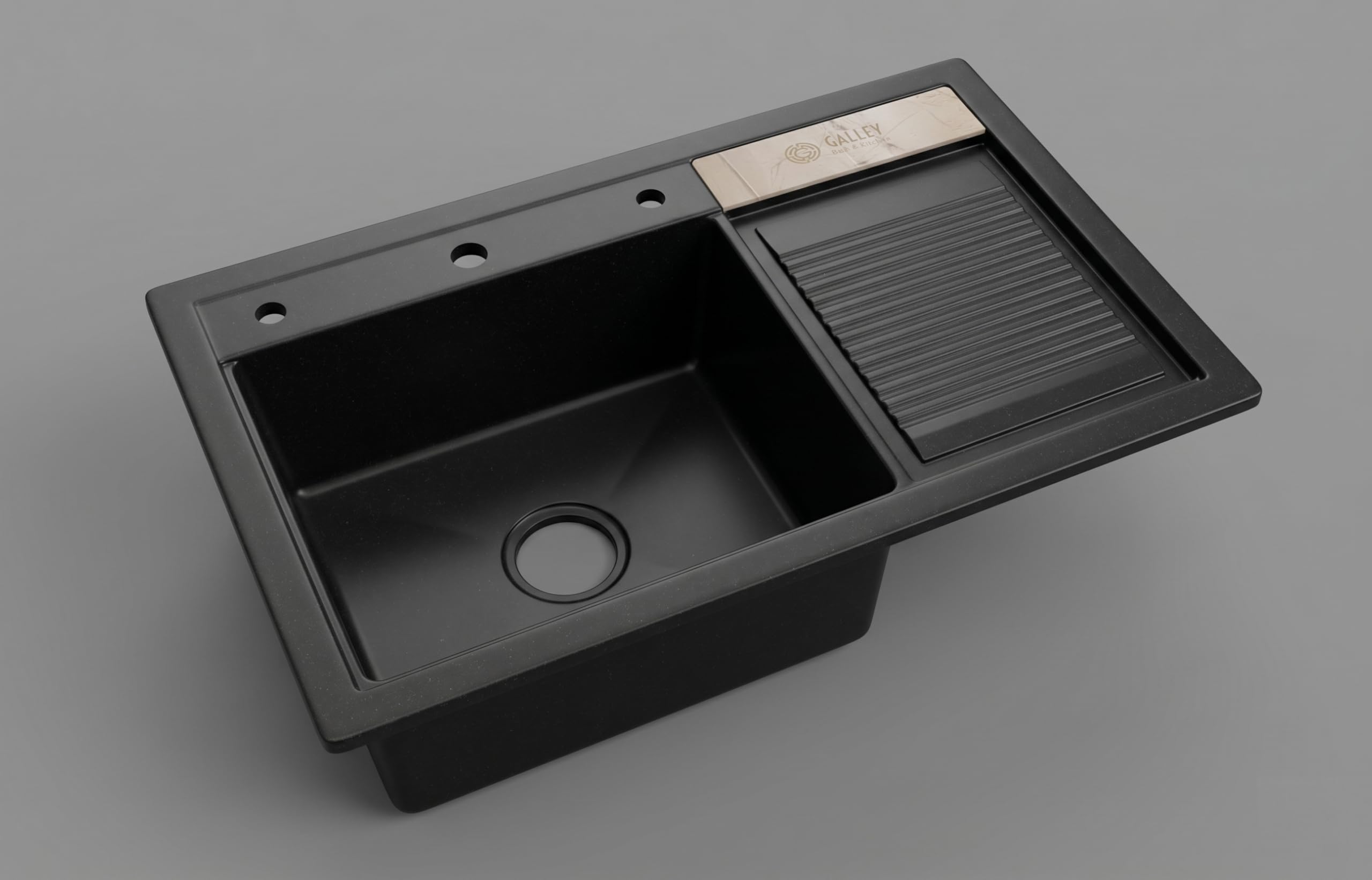 Galley Kitchen Sink for Laundry Balcony Household Use 32x20 Inch Black Color Granite Sink | Laundry Sink with Washboard One-Piece Large Made Kitchen Sink | Washboard, Grid Drain, for Laundry Balcony-image-23