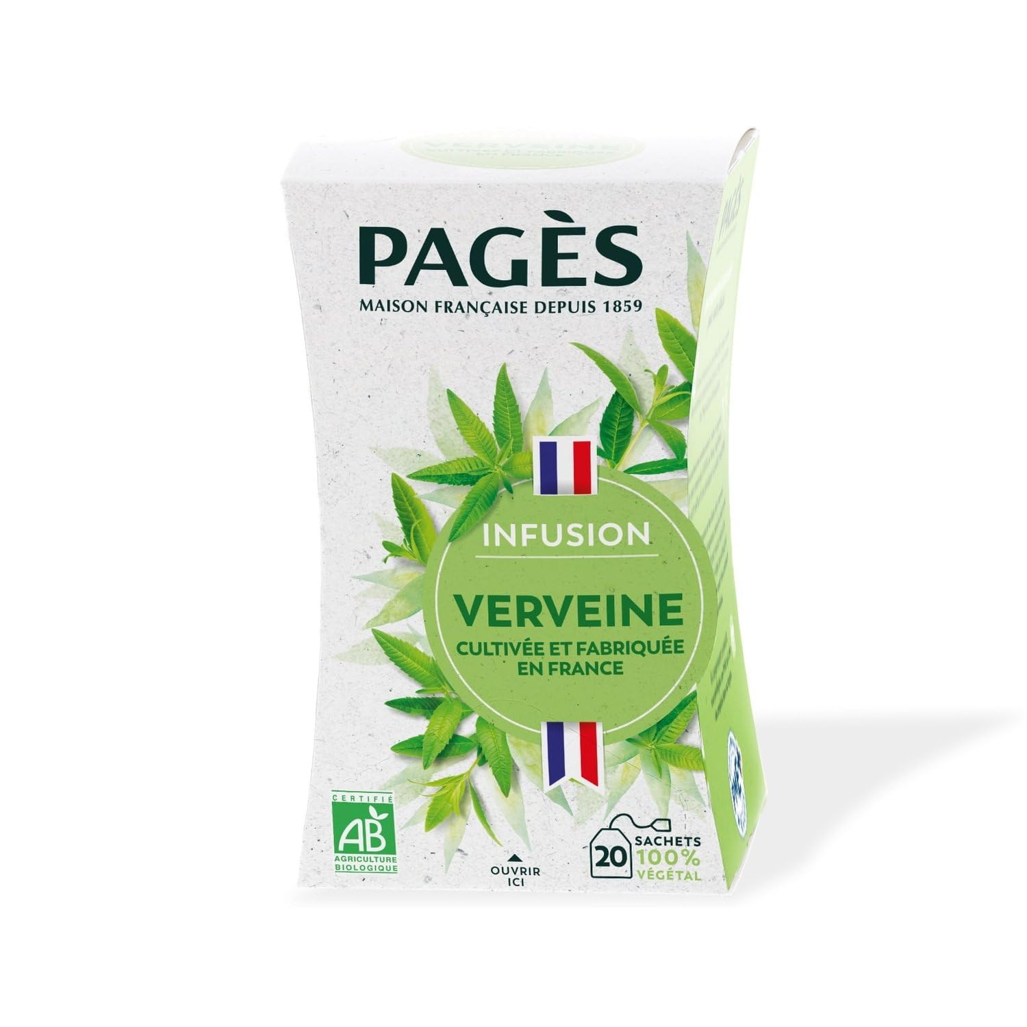 PAGES – Infusion Bio à la Verveine, Parfum Naturel et Apaisant pour une Pause Détente (20 Sachets) - Le lot de 3